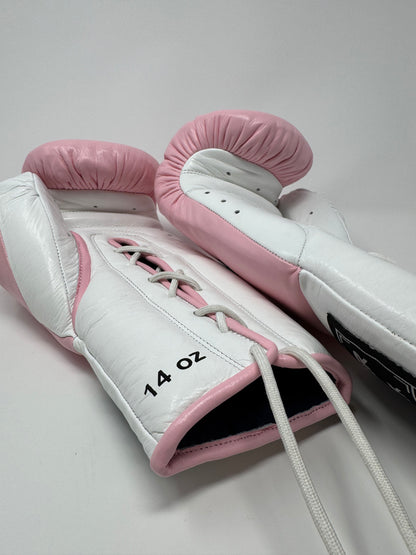 GANTS DE BOXE À LACETS SILVERBACK - BLANC / ROSE