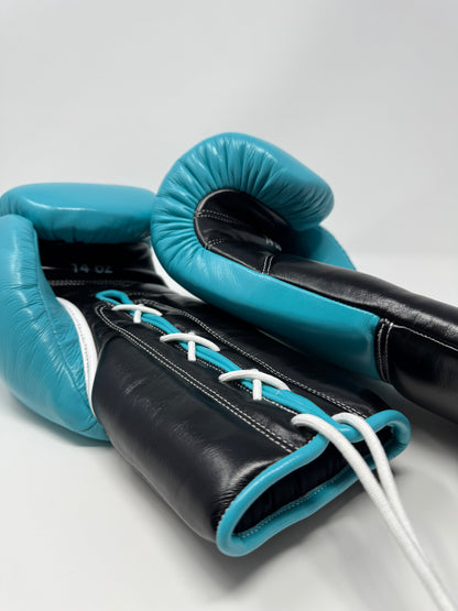 GANTS DE BOXE À LACETS SILVERBACK - BLEU LASER / NOIR
