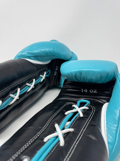 GANTS DE BOXE À LACETS SILVERBACK - BLEU LASER / NOIR