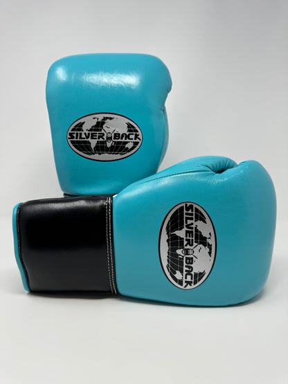 GANTS DE BOXE À LACETS SILVERBACK - BLEU LASER / NOIR
