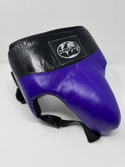 COQUILLE VELCRO DE BOXE PRO - CUIR - VIOLET/NOIR