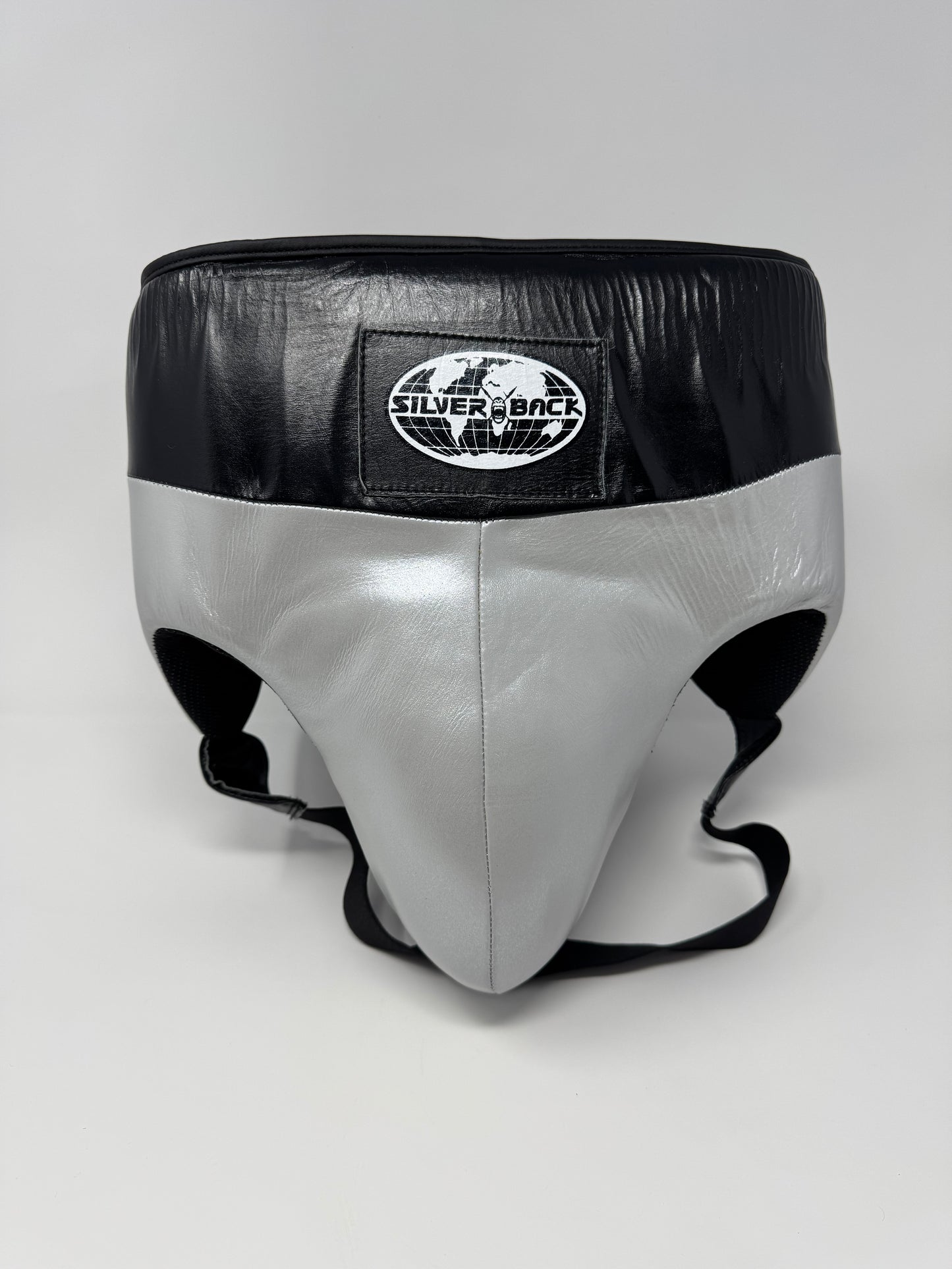 COQUILLE VELCRO DE BOXE PRO - CUIR - ARGENT/NOIR
