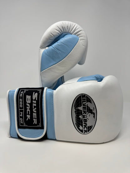 GANTS DE BOXE SILVERBACK - TM-200 - BLANC / BLEU CIEL