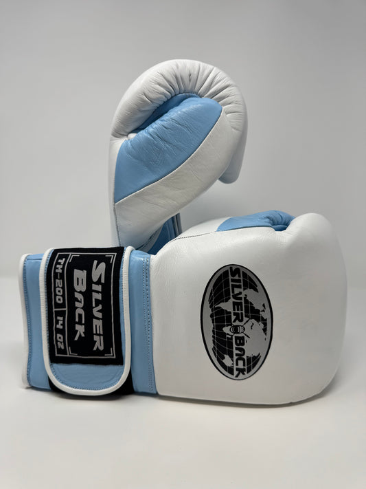 GANTS DE BOXE SILVERBACK - TM-200 - BLANC / BLEU CIEL