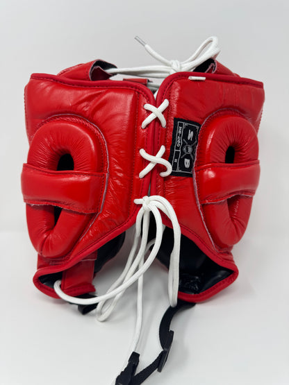 GANTS ET CASQUE DE BOXE EN CUIR - Rouge