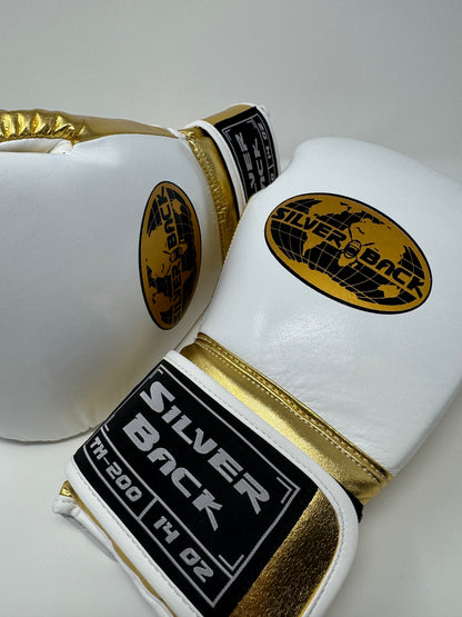 GANTS DE BOXE SILVERBACK - TM-200 - BLANC / OR