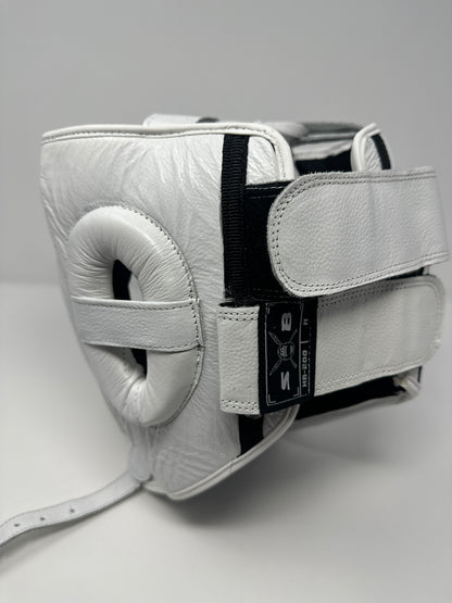 CASQUE DE BOXE À BARRE - CUIR - BLANC