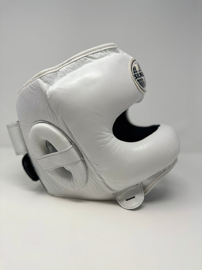 CASQUE DE BOXE À BARRE - CUIR - BLANC