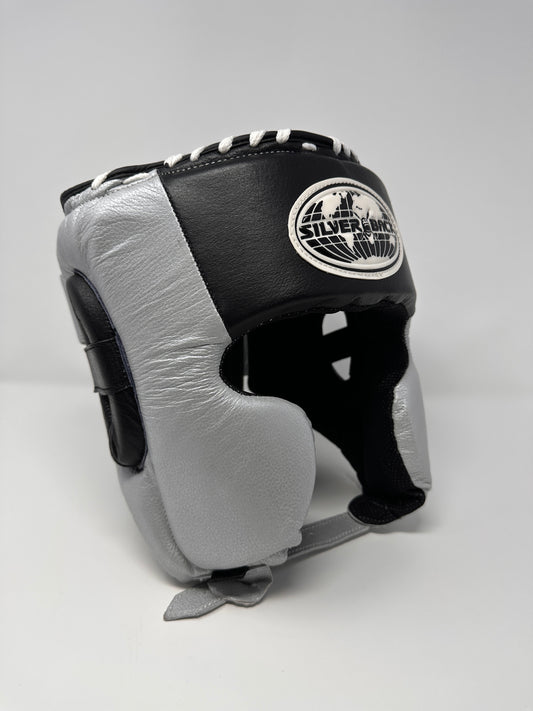 CASQUE DE BOXE - CUIR - NOIR/ARGENT