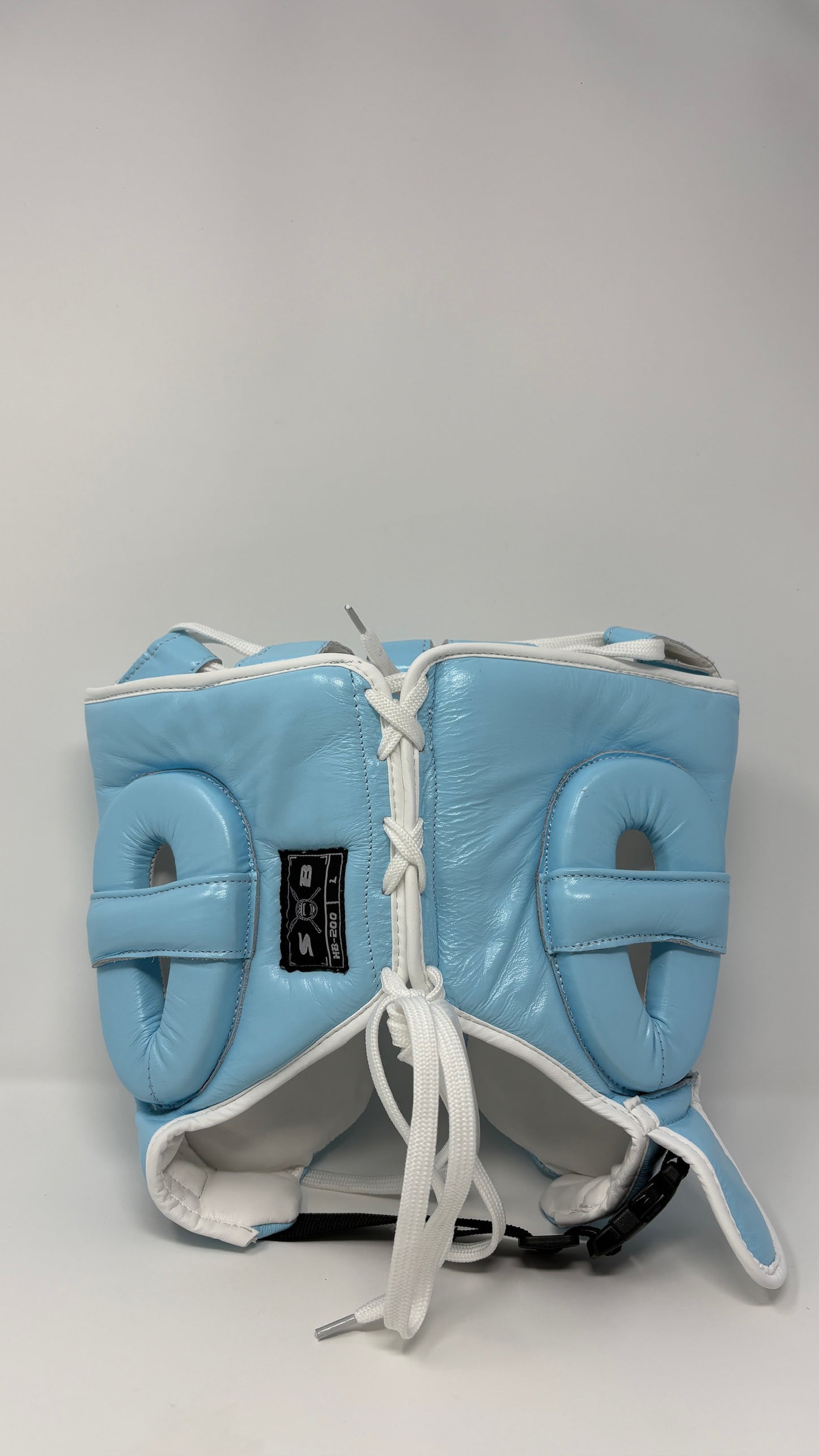 CASQUE DE BOXE - CUIR - BLANC / BLEU CIEL