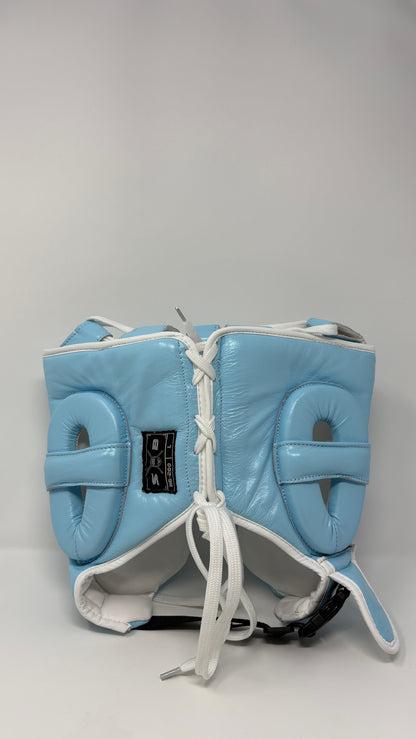 CASQUE DE BOXE - CUIR - BLANC / BLEU CIEL
